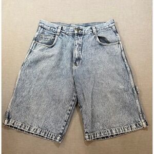 Vintage 90s Ice Pole Baggy Acid Wash Denim Jean Shorts Men's Embroidered 34X12.